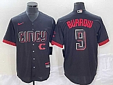 Men's Cincinnati Reds #9 Joe Burrow Black 2023 City Connect Cool Base Stitched Baseball Jersey1,baseball caps,new era cap wholesale,wholesale hats